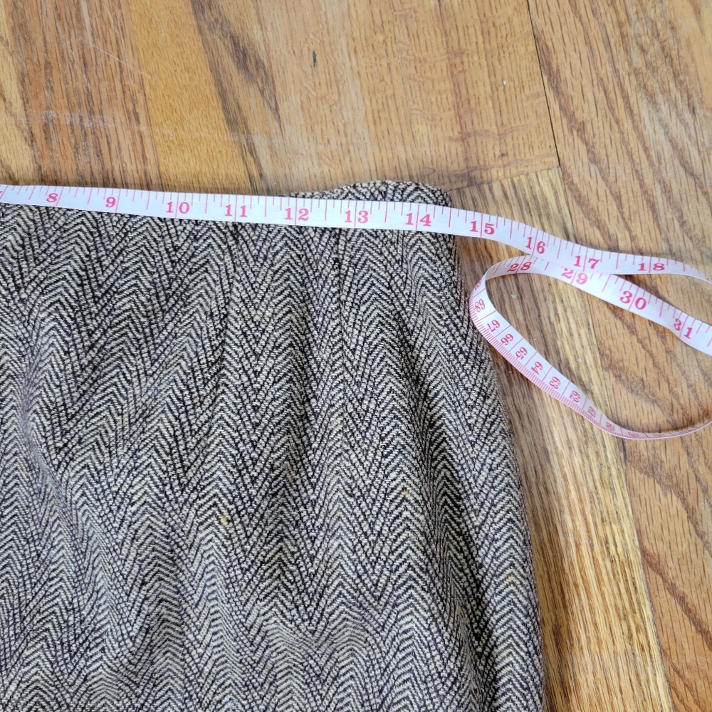 Vintage Harv'e Benard Sport Brown Wool Tweed Skirt With Fringe Size 10 - Picture 8 of 14